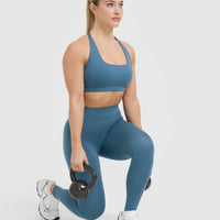 Timeless Square Neck Sports Bra | Moonstone Blue