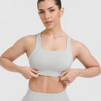 Timeless Wide Strap Sports Bra | Light Grey