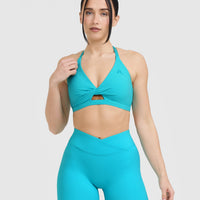 Unified Twist Sports Bra | Aqua Blue