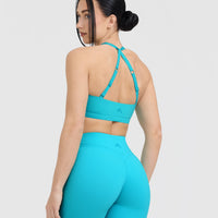 Unified Twist Sports Bra | Aqua Blue