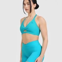 Unified Twist Sports Bra | Aqua Blue