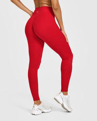 SoftMotion™ High Waisted Leggings with White Logo | Light Toasted Red