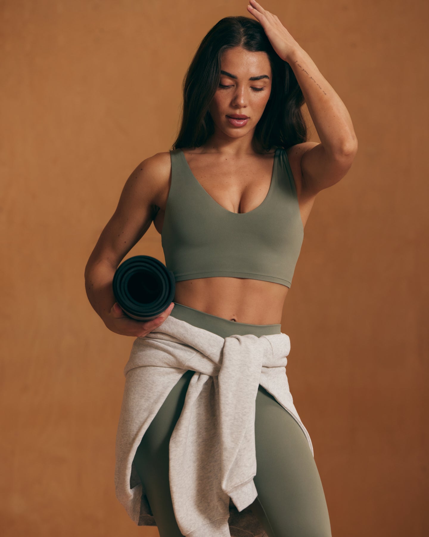 SoftMotion™ Longline Sports Bra with White Logo | Alpine Green