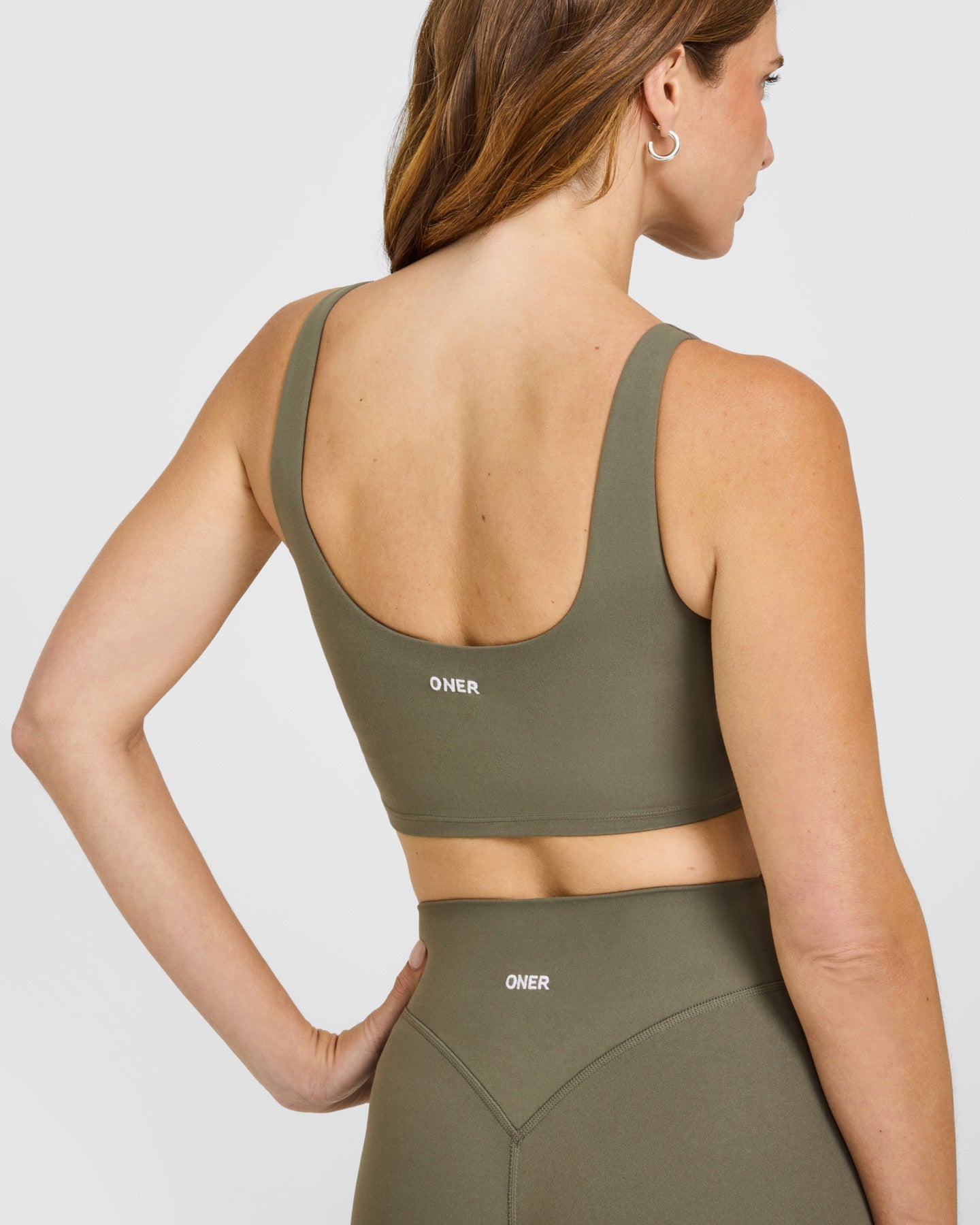SoftMotion™ Longline Sports Bra with White Logo | Alpine Green