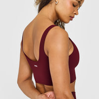 SoftMotion™ Longline Sports Bra with White Logo | Light Rosewood