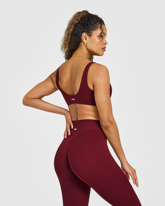 SoftMotion™ Scoop Back Bralette with White Logo | Light Rosewood