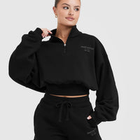 All Day Est 2020 Crop 1/4 Zip Sweatshirt | Black