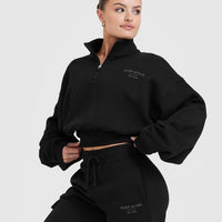 All Day Est 2020 Crop 1/4 Zip Sweatshirt | Black