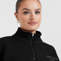 All Day Est 2020 Crop 1/4 Zip Sweatshirt | Black