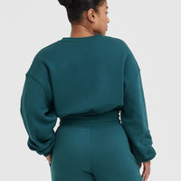 All Day Est 2020 Crop V-Neck Sweatshirt | Marine Teal