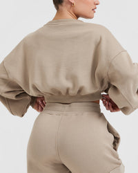 All Day Est 2020 Crop V-Neck Sweatshirt | Sandstone