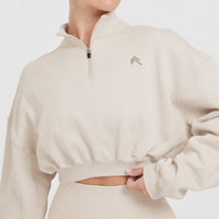All Day Lightweight Crop 1/4 Zip Sweatshirt | Sand