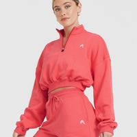 All Day Lightweight Crop 1/4 Zip Sweatshirt | Sweet Red