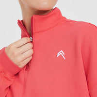 All Day Lightweight Crop 1/4 Zip Sweatshirt | Sweet Red