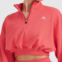 All Day Lightweight Crop 1/4 Zip Sweatshirt | Sweet Red