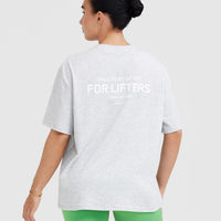 Classic Lifters Graphic Oversized Lightweight T-Shirt | Light Grey Marl