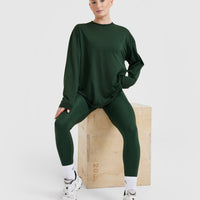 Classic Oversized Lightweight Long Sleeve Top | Pine Green
