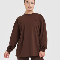 Classic Oversized Lightweight Long Sleeve Top | Espresso