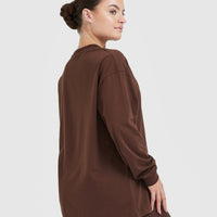 Classic Oversized Lightweight Long Sleeve Top | Espresso