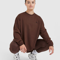 Classic Oversized Lightweight Long Sleeve Top | Espresso