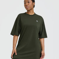 Classic Oversized Longline T-Shirt | Khaki