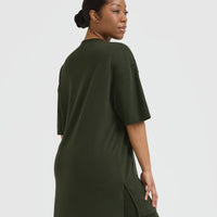 Classic Oversized Longline T-Shirt | Khaki