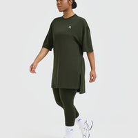 Classic Oversized Longline T-Shirt | Khaki