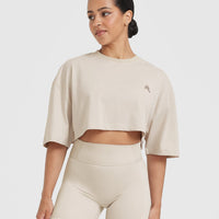 Classic Relaxed Crop Lightweight T-Shirt | Washed Sand