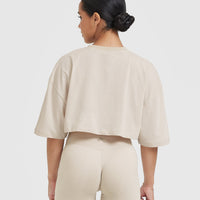 Classic Relaxed Crop Lightweight T-Shirt | Washed Sand