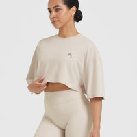 Classic Relaxed Crop Lightweight T-Shirt | Washed Sand