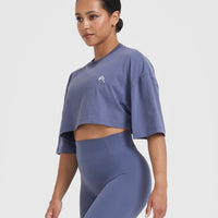 Classic Relaxed Crop Lightweight T-Shirt | Washed Slate Blue