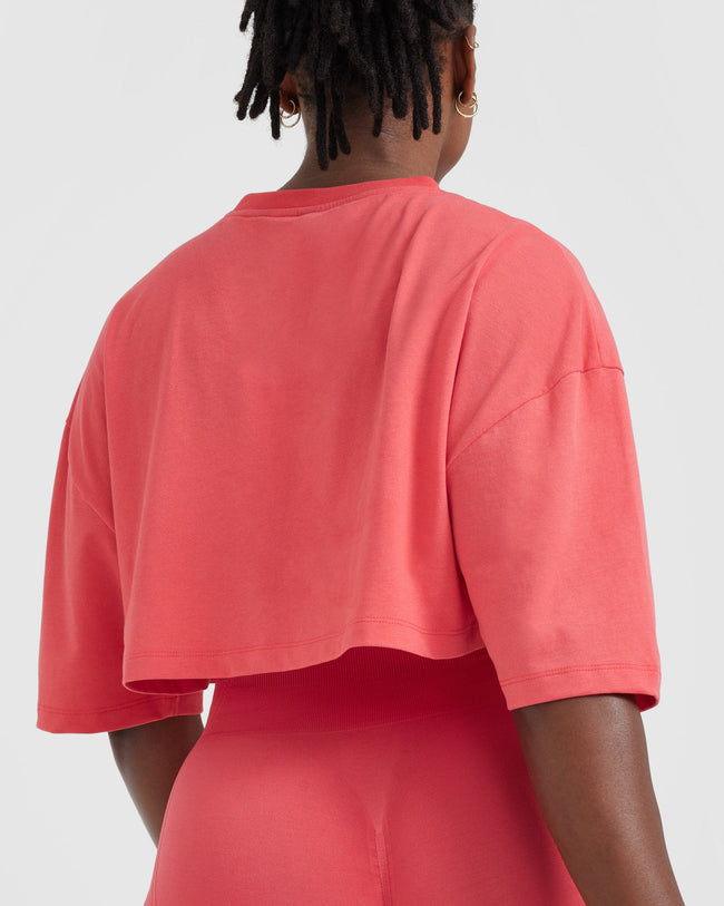 Classic Relaxed Crop Lightweight T-Shirt | Washed Sweet Red