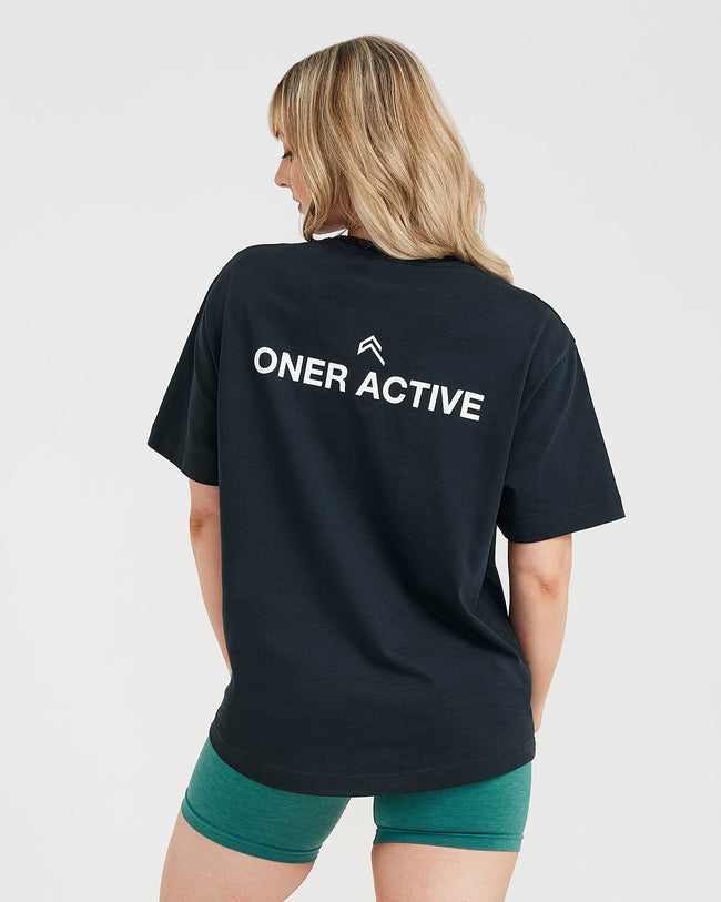 Graphic Oversized Short Sleeve Tee | Washed Black