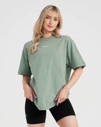 Graphic Oversized Short Sleeve Tee | Washed Sage