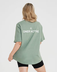 Graphic Oversized Short Sleeve Tee | Washed Sage