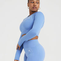Classic Seamless 2.0 Long Sleeve Crop Top | Light Denim Marl