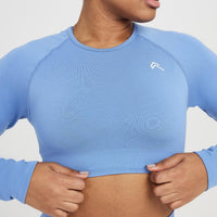 Classic Seamless 2.0 Long Sleeve Crop Top | Light Denim Marl
