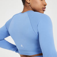 Classic Seamless 2.0 Long Sleeve Crop Top | Light Denim Marl