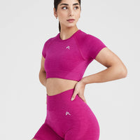 Classic Seamless 2.0 Short Sleeve Crop Top | Fuchsia Marl