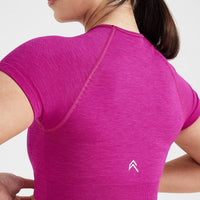 Classic Seamless 2.0 Short Sleeve Crop Top | Fuchsia Marl