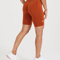Effortless Seamless Cycling Shorts with White Logo | Warm Copper