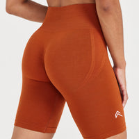 Effortless Seamless Cycling Shorts with White Logo | Warm Copper