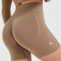 Effortless Seamless Shorts with White Logo | Walnut