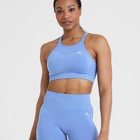 Effortless Seamless High Neck Bralette | Light Denim