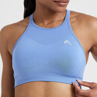 Effortless Seamless High Neck Bralette | Light Denim