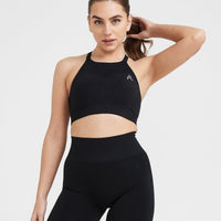 Effortless Seamless High Neck Bralette | Black