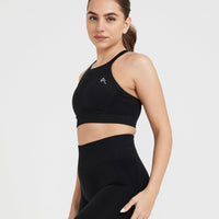 Effortless Seamless High Neck Bralette | Black