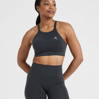 Effortless Seamless High Neck Bralette | Coal