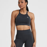 Effortless Seamless High Neck Bralette | Coal