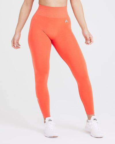 Effortless Seamless Leggings with White Logo | Peach Blossom